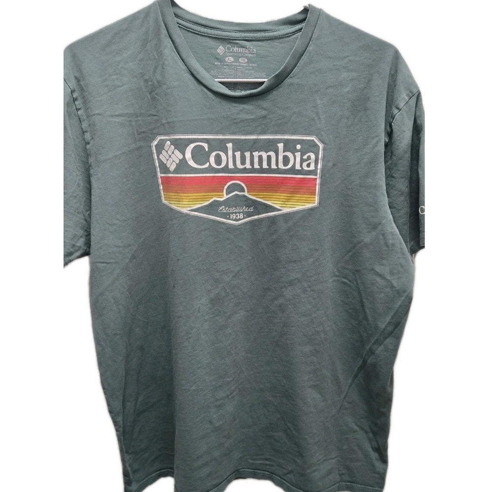 Columbia Sage Green‎ Tee XL With Sleeve Hit Logo